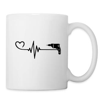 Bohrmaschine Puls Herz Liebe - Tasse - Weiß - Rechts