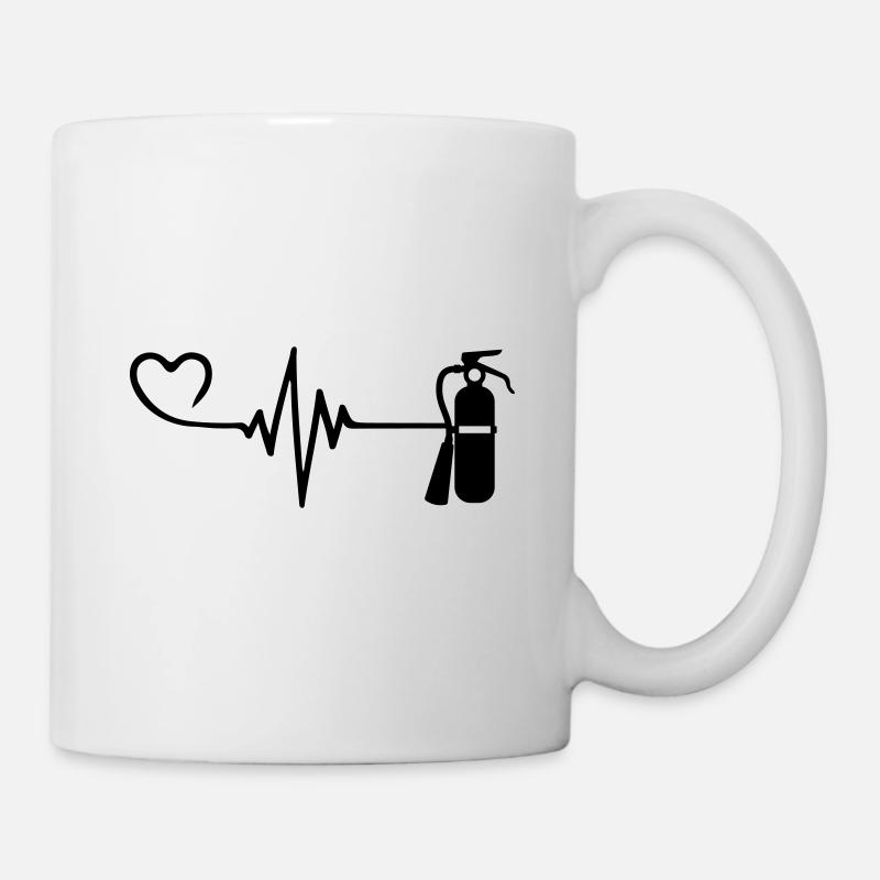 Feuerlöscher Puls Herz Liebe - Tasse - Weiß