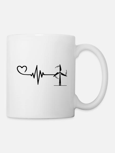 Windrad Puls Herz Liebe - Tasse - Weiß