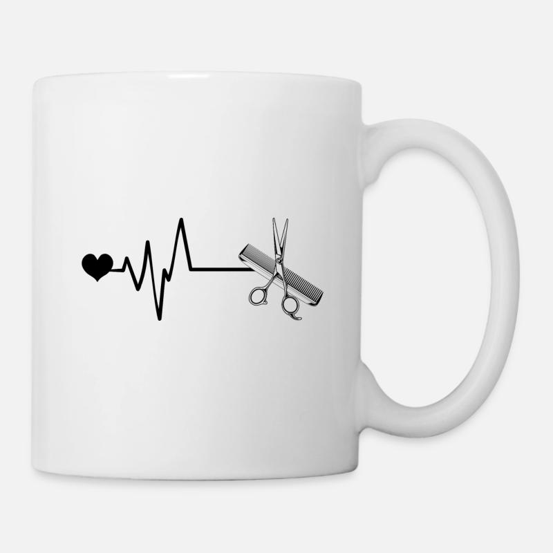 Schere Barber Puls Herz Liebe - Tasse - Weiß
