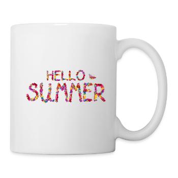 Hello Summer background with hand lettering and co - Tasse - Weiß - Rechts