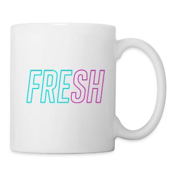Neon FRESH Typografie Shirt - Tasse - Weiß - Rechts