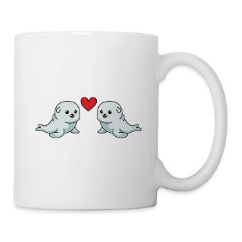 Amour du couple d’animaux de phoque - Mug blanc - blanc - Droite
