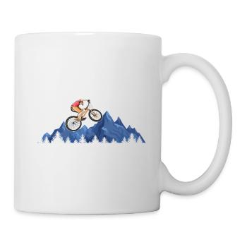 Cute mountain illustration mountain biker lovers - Mug - white - Right