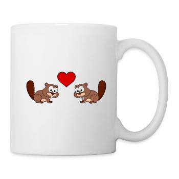 Biber Comic Paar liebe - Tasse - Weiß - Rechts