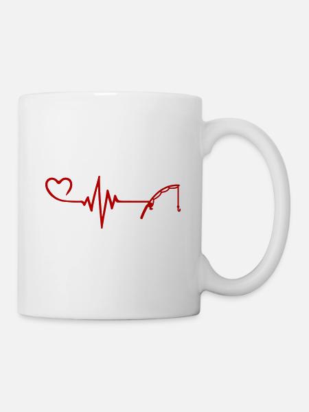 Angelrute Herzschlag - Tasse - Weiß