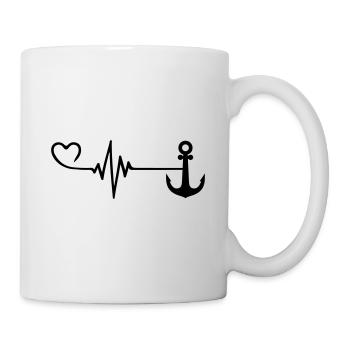 Anker Herz Pulsschlag - Tasse - Weiß - Rechts