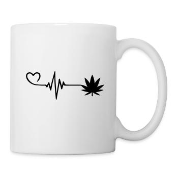 Hemp Leaf Pulse Heart Love - Mug - white - Right