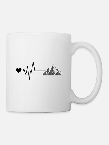 Herzschlag Berge Mountains Love - Tasse - Weiß