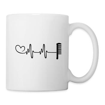 Kamm Friseur Puls Herz Liebe - Tasse - Weiß - Rechts