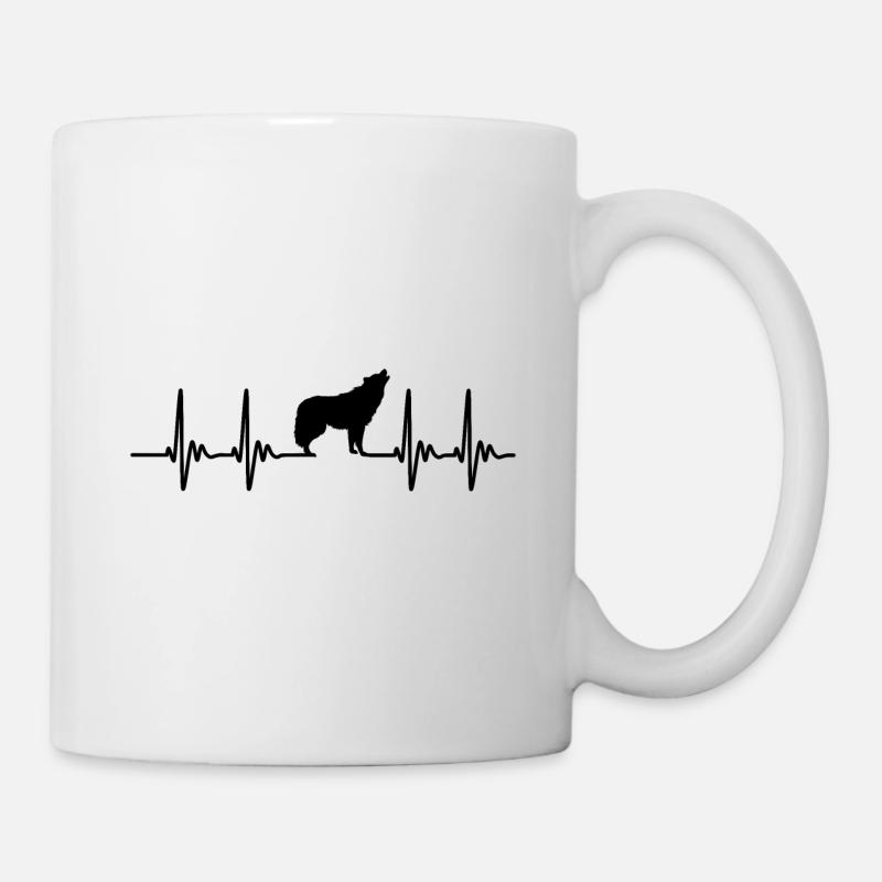 Loup de battement de coeur de loup cadeau ECG - Mug blanc - blanc