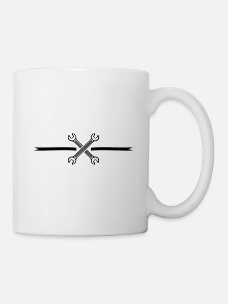 schraubenschlüssel icon - Tasse - Weiß