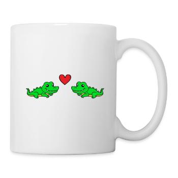 Alligator Comic Animal Couple Love - Mug - white - Right