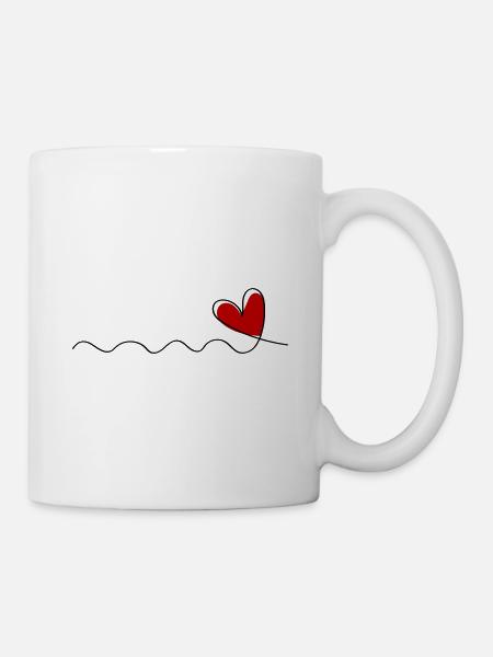 herz linie - Tasse - Weiß