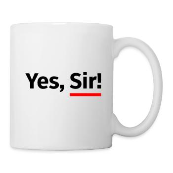 Yes, Sir! mit rotem Unterstrich - schwarz - Tasse - Weiß - Rechts