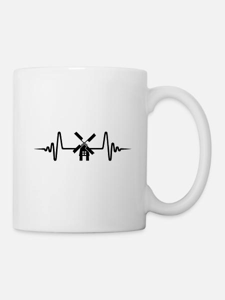 Windmühle Puls Silhouette - Tasse - Weiß