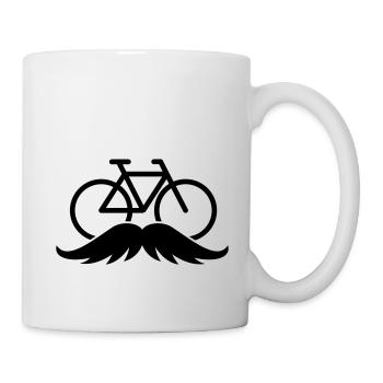 Cyclist with moustache for mamil. Bicycle or racbike. - Mug - white - Right