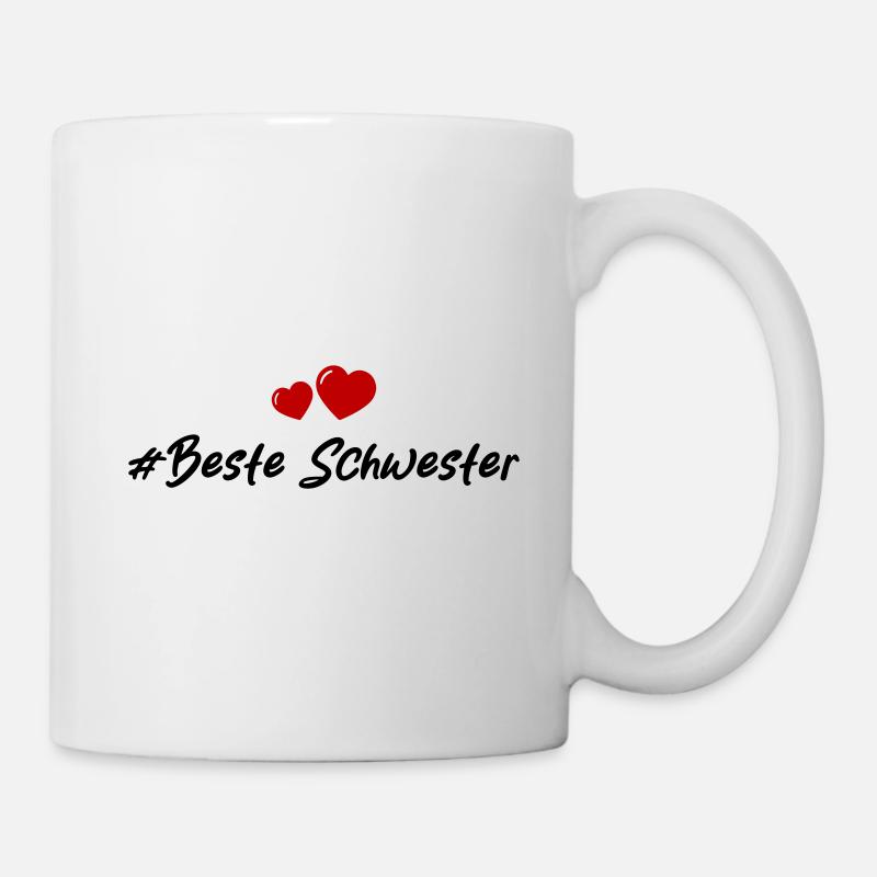 Beste Schwester Herzen Liebe - Tasse - Weiß