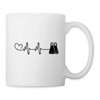 Diving fins pulse heart - Mug - white - Right