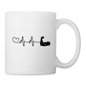 Muscle dumbbell heartbeat - Mug - white - Right