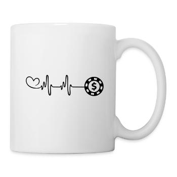 Poker chip pulse heart love - Mug - white - Right