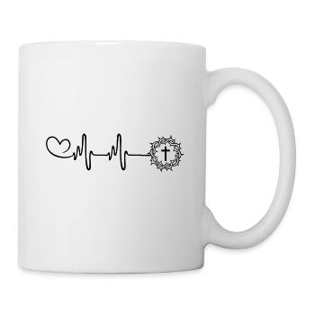 Dornenkrone Jesus Puls Herz Liebe - Tasse - Weiß - Rechts