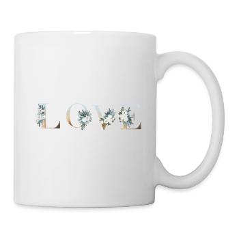 AMOUR! Lettre de fleur personnalisable - Mug blanc - blanc - Droite
