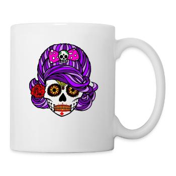 Halloween / Pretty Scary Skull Girl avec ruban - Mug blanc - blanc - Droite