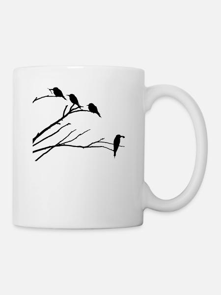 Oiseaux sur la branche - Mug blanc - blanc