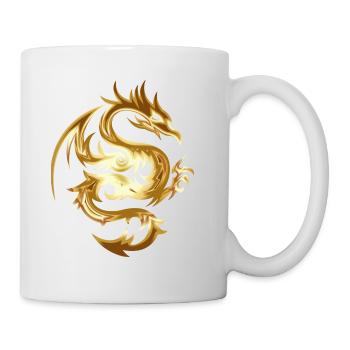 goldener Drache - Tasse - Weiß - Rechts