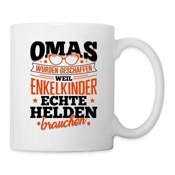 Oma Enkelkinder echte Helden Familie Enkel Spruch - Tasse - Weiß - Rechts