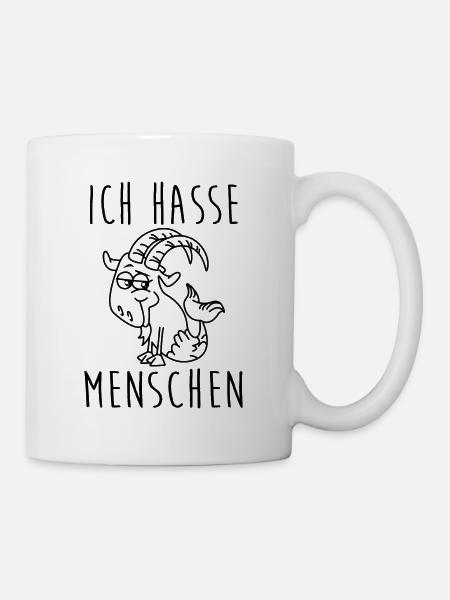 Steinbock Ich hasse Menschen - Tasse - Weiß