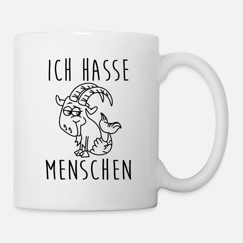 Steinbock Ich hasse Menschen - Tasse - Weiß