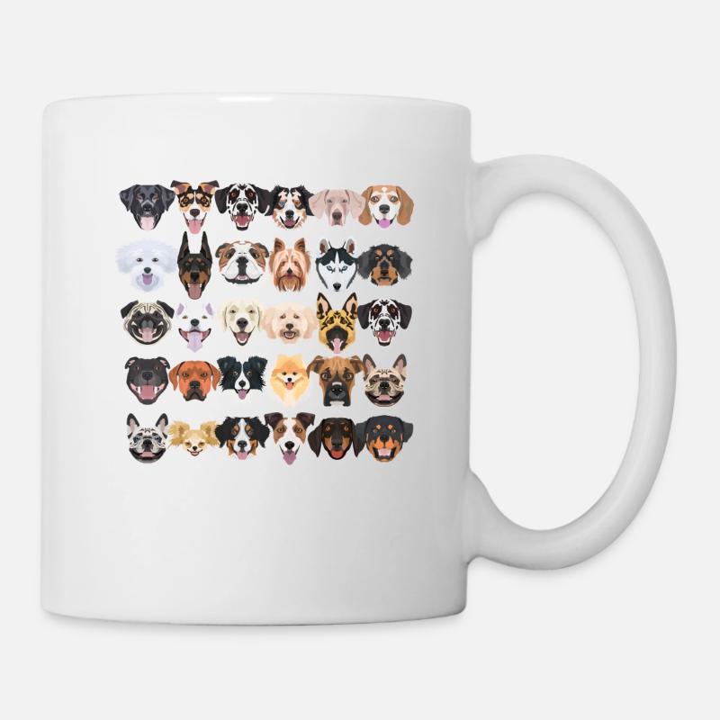 Illustration - Viele lachende und hübsche Hunde - Tasse - Weiß