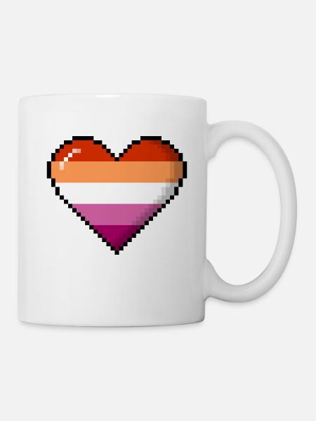 Lesbenstolz 8Bit Pixel Herz - Tasse - Weiß