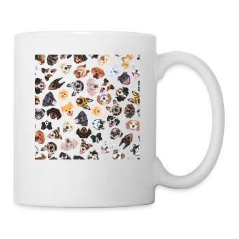 Fröhliche Illustration mit Hunden - Tasse - Weiß - Rechts