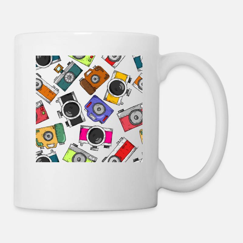 Illustration pattern photography camera - Mug - white