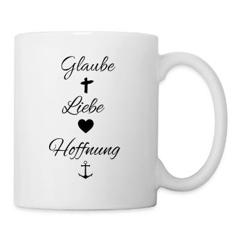 Glaube Liebe Hoffnung Geschenk für Gläubige Christ - Tasse - Weiß - Rechts