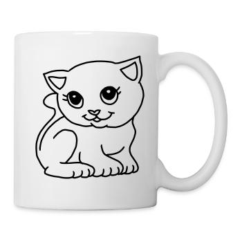 Cartoon cat drawing black - Mug - white - Right