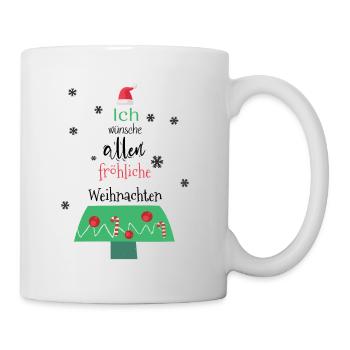 Fröhliche Weihnachten süße Weihnachtswünsche Baum - Tasse - Weiß - Rechts