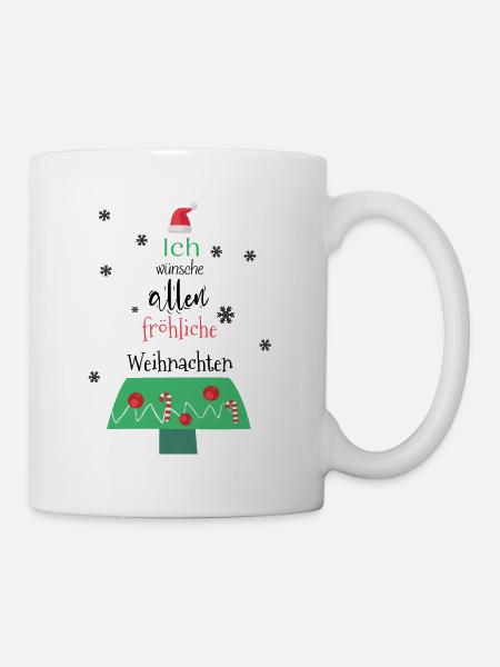 Fröhliche Weihnachten süße Weihnachtswünsche Baum - Tasse - Weiß