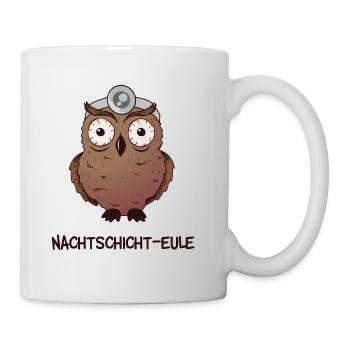 Nachtschicht Eule für Arzt, Notarzt, Chirurg, OP - Tasse - Weiß - Rechts