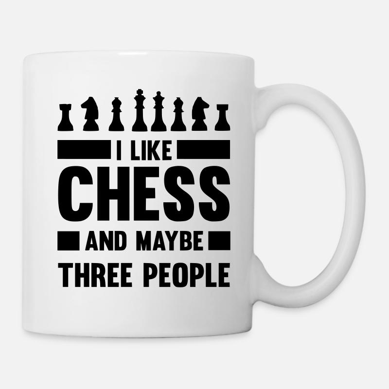 I like chess and maybe three people - Mug blanc - blanc