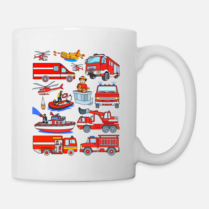 Voitures pompiers véhicules pompiers - Mug blanc - blanc