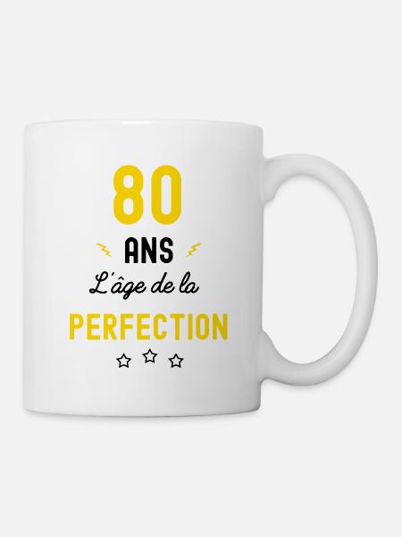 80 ans age perfection humour - Mug blanc - blanc