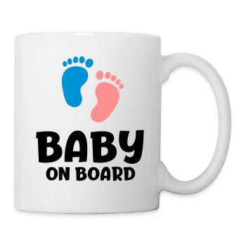 Slogan bébé à bord - bébé à bord. Pieds - Mug blanc - blanc - Droite