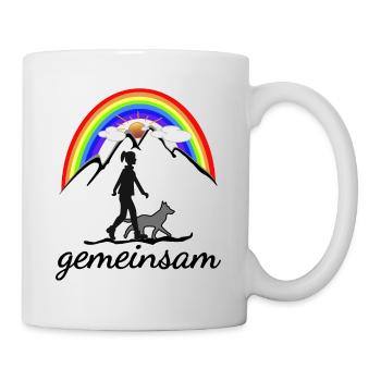 Hund und Frau gemeinsam - Tasse - Weiß - Rechts