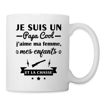 Papa cool j'aime ma femme, mes enfants, chasse - Mug blanc - blanc - Droite