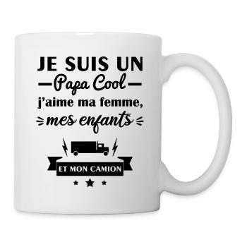 Papa cool j'aime ma femme,mes enfants, routier - Mug blanc - blanc - Droite