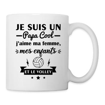 Papa cool j'aime ma femme, mes enfants, le volley - Mug blanc - blanc - Droite